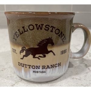 YELLOWSTONE EST 1886 DUTTON RANCH MONTANA Mug Cup 20 OZ. 2023 Brown Tan White